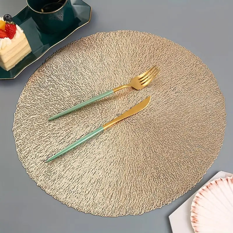 6pcs Round Hollow Flower PVC Placemats