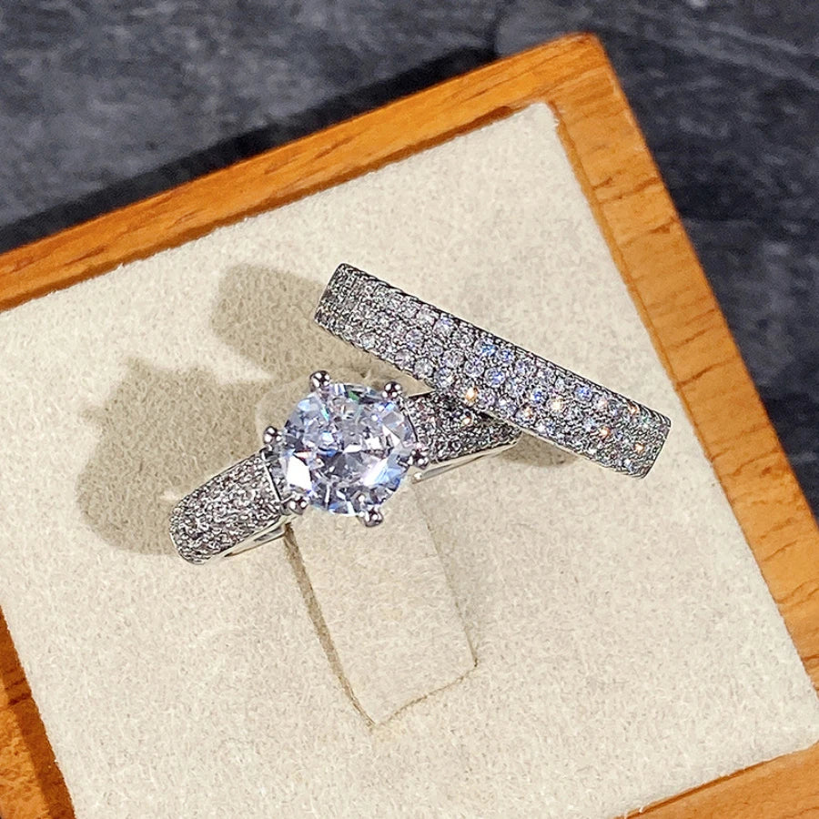 2pcs Women's Fashionable Zirconia Ring