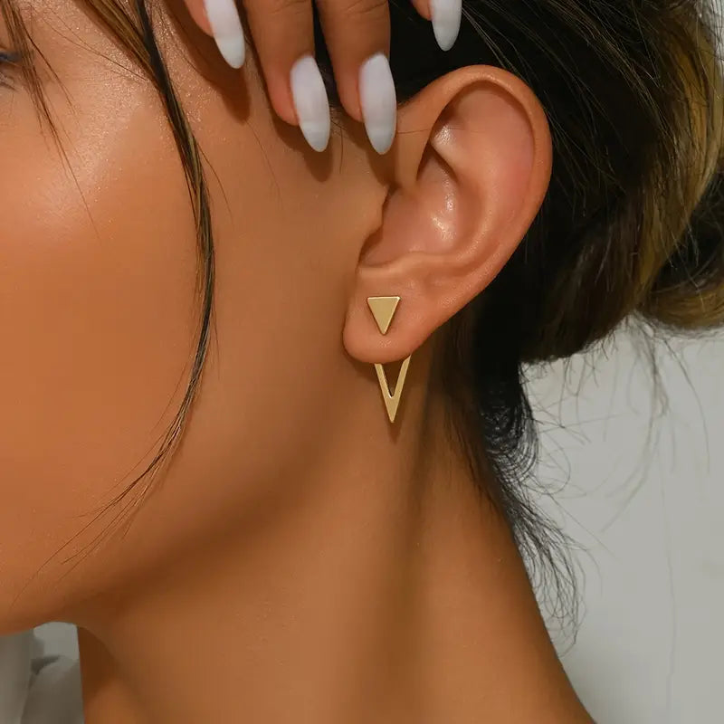 1 Pair Chic Minimalist Triangle Design Earrings