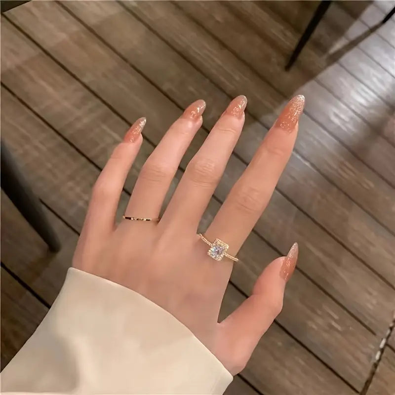 Elegant Luxury Square 1ct Moissanite Open Ring