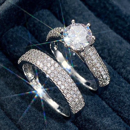 2pcs Women's Fashionable Zirconia Ring