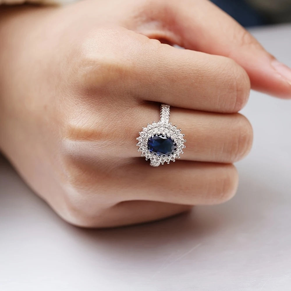 Gorgeous Shiny Blue Cubic Zirconia Ring