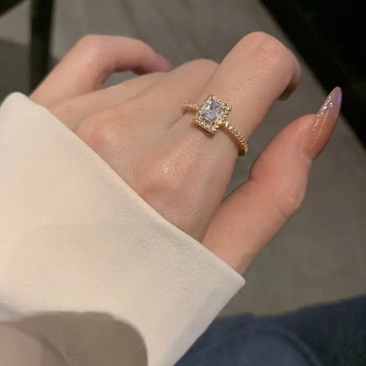Elegant Luxury Square 1ct Moissanite Open Ring