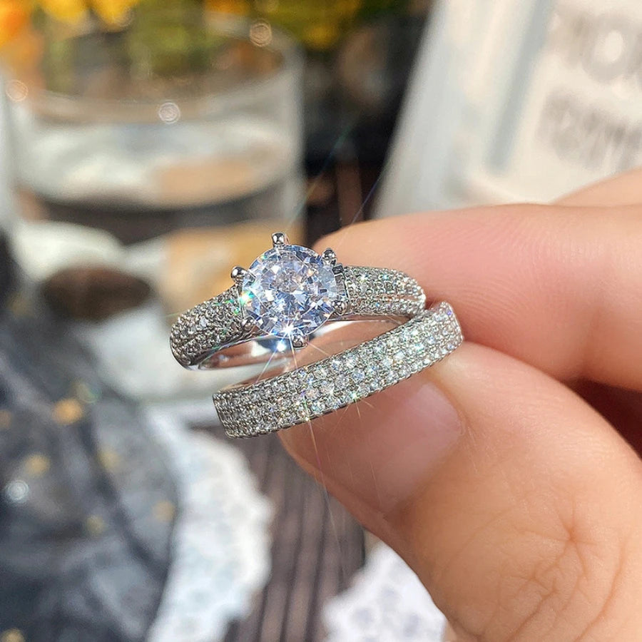 2pcs Women's Fashionable Zirconia Ring