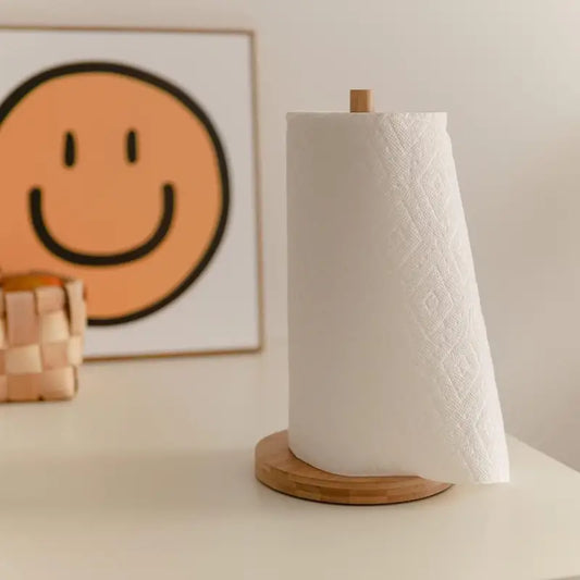 Sleek Wooden Paper Towel Holder with Countertop Stand