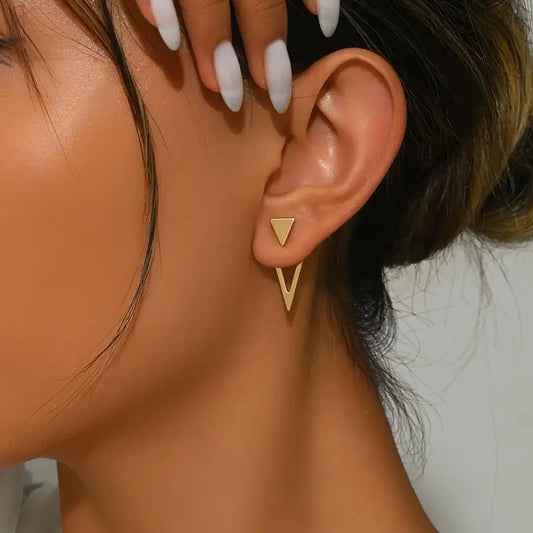 1 Pair Chic Minimalist Triangle Design Earrings