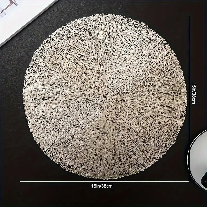 6pcs Round Hollow Flower PVC Placemats